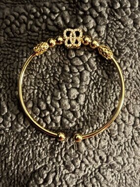 Gold-Tone Beaded Accent Women's Bangle Bracelet